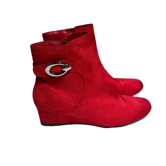 IMPO Glenanne Red Faux Suede Wedge Bootie Size 8 - Picture 1 of 10